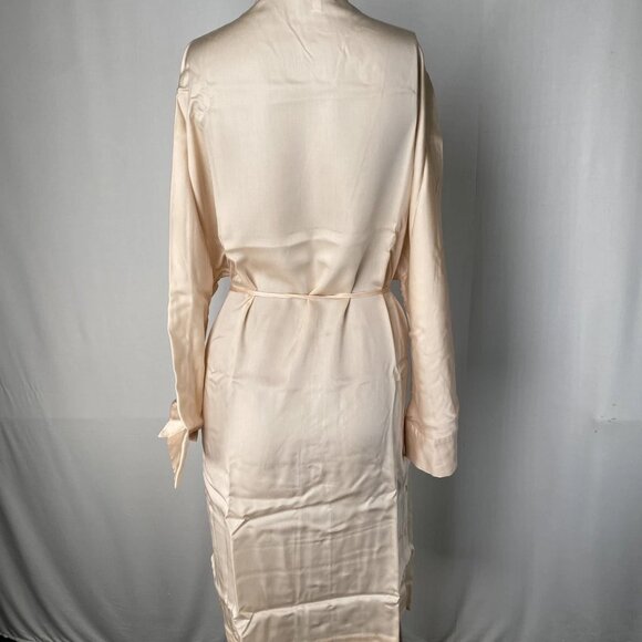 Ettitude Women's Robe Oat Size S/M Long Sleeve Lightweight Sateen Knee-Length - Picture 6 of 8